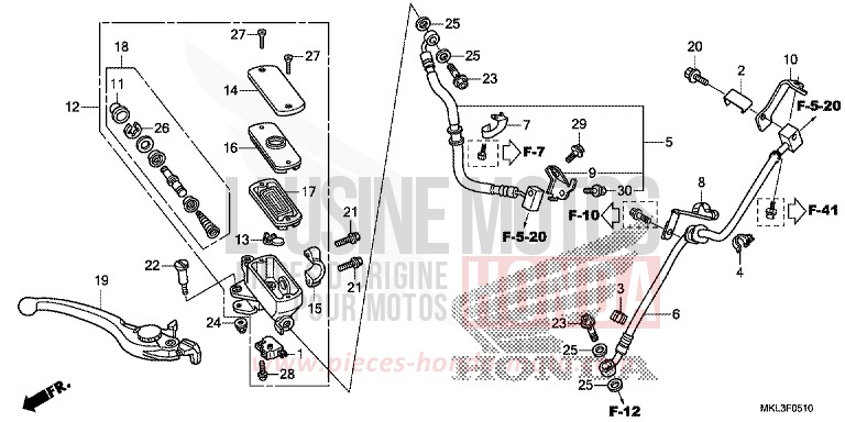 HAUPTBREMSZYLINDER, VORNE ZYLINDER von NC750X "Meca" GLINT WAVE BLUE METALLIC (B197) von 2019